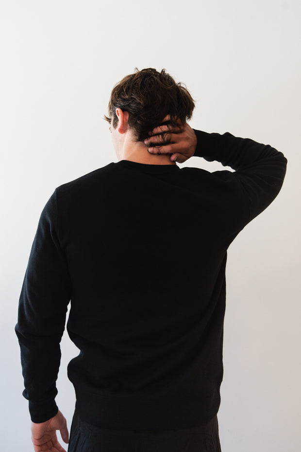 Unisex Black Crew Neck Jumper