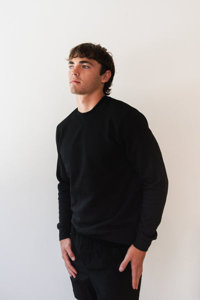 Unisex Black Crew Neck Jumper