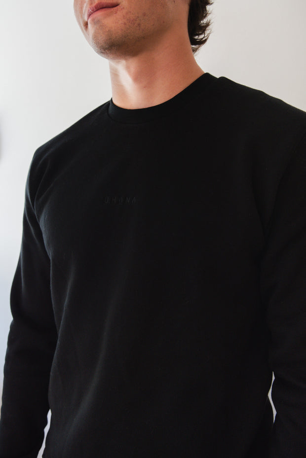 Unisex Black Crew Neck Jumper